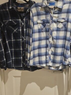 Set of 2 Classic Plaid Flannels: Weatherproof Vintage & WindRiver - Size M/L